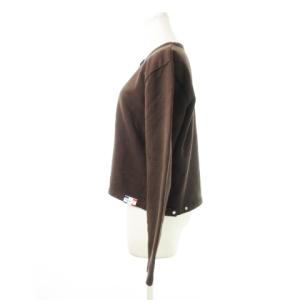 agnes b. CARDIGAN カーディガン プレッション スウェット スナップボタン 裏起毛 コットン ストレッチ 3 L 茶 ブラウン