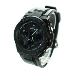 CASIO G-SHOCK 腕時計 ウォッチ 電波ソーラー デイト カレンダー付き アナデジ ロゴ 黒文字盤 黒 ブラック GST-W100G GY18
