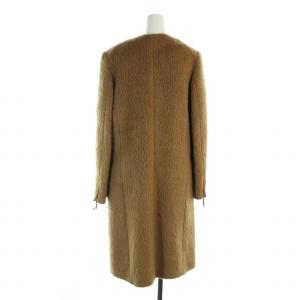 Max Mara 白タグ ノーカラー ロング コート ブラウン