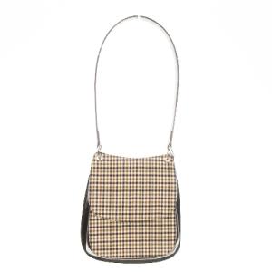 ハンドバッグ ワンハンドル キャンバス 切替 エナメル クラブチェック柄 茶 ブラウン /AO13 GY17