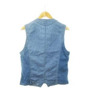 BLUE BLUE JAPAN ベスト 前開き インディゴ染め ソフトデニム ストライプ 3 L 青 ブルー