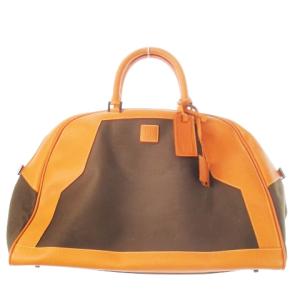 ボストンバッグ 旅行カバン 2way ショルダー キャンバス 切替 レザー ロック付き オレンジ /CK3