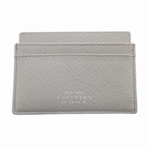 美品 カードケース パスケース ロゴ レザー グレー /HO 0302 GY18