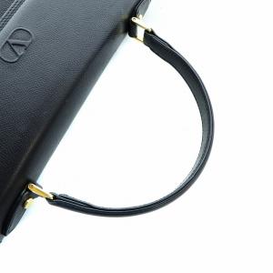 VALENTINO GARAVANI ヴィンテージ フォーマル ハンド バッグ ミニトート ゴールド金具 レザー フロントロゴ フリンジ タッセル 黒 ブラック