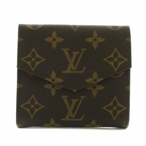 LOUIS VUITTON ポルトモネ ビエ カルトクレディ 財布 二つ折り レザー モノグラム Wホック ロゴ 総柄 茶色 ブラウン