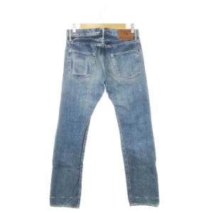 HYSTERIC GLAMOUR デニムパンツ ジーンズ ストレート スタッズ 赤耳 セルビッチ ウォッシュ加工 ダメージ加工 30 青 ブルー