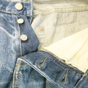 HYSTERIC GLAMOUR デニムパンツ ジーンズ ストレート スタッズ 赤耳 セルビッチ ウォッシュ加工 ダメージ加工 30 青 ブルー