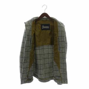 HERNO シャツジャケット グレンチェック 50 ブラック ホワイト