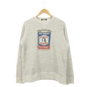 EVIL WOMAN スウェット トレーナー 長袖 ラグラン 裏毛 クラックプリント L グレー