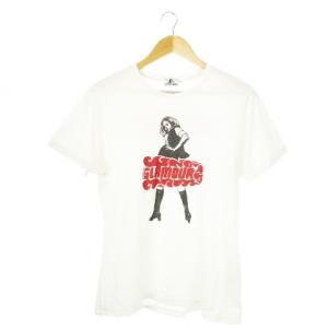 VIXEN GIRL Tシャツ カットソー ラウンドネック 丸首 半袖 コットン プリント ロゴ ガール M 白 ホワイト