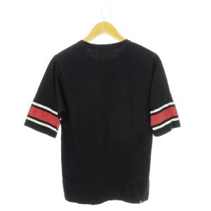 HYSTERIC GLAMOUR Tシャツ カットソー ラウンドネック 丸首 半袖 五分袖 コットン プリント ロゴ ガール ライン M 黒 ブラック