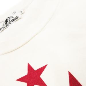 HYSTERIC GLAMOUR Tシャツ カットソー ラウンドネック 丸首 半袖 コットン プリント ロゴ ガール スター S 白 ホワイト