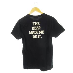 HYSTERIC GLAMOUR Tシャツ ラウンドネック 丸首 半袖 プリント ゴシック ヒスベア バラ ロゴ M 黒 ブラック