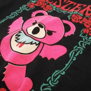 HYSTERIC GLAMOUR Tシャツ ラウンドネック 丸首 半袖 プリント ゴシック ヒスベア バラ ロゴ M 黒 ブラック