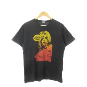 Tシャツ ラウンドネック 半袖 プリント グラデーション M 黒 ブラック /AH12 GY27