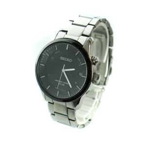SEIKO 腕時計 ウォッチ 電波ソーラー デイト カレンダー付き ロゴ 黒文字盤 シルバー色 7B24-0AR0 GY11