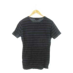 VIVIENNE WESTWOOD MAN Tシャツ ラウンドネック 半袖 スカル クラウン 染抜 ボーダー 46 M 紺 ネイビー