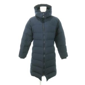 ダウンコート タフタ ロング ダブルジップ フード付き 袖リブ BF301E 36 M 紺 ネイビー /AH4