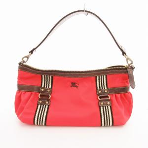 ワンショルダーバッグ ハンドバッグ ナイロン 牛革 ロゴ コーラルカラー /UO GY18