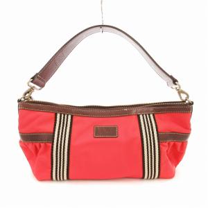 BURBERRY BLUE LABEL ワンショルダーバッグ ハンドバッグ ナイロン 牛革 ロゴ コーラルカラー /UO GY18