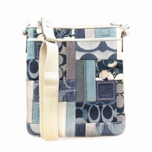 ショルダーバッグ ポシェット シグネチャー パッチワーク 青 ブルー GY18