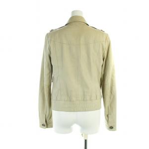 BURBERRY LONDON ラムレザー ジャケット 革ジャン 羊革 ジップアップ 裏地ノバチェック 40 M ベージュ GY27