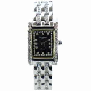IZAX VALENTINO 腕時計 ウォッチ クォーツ ラインストーン ロゴ 黒文字盤 スクエア シルバー色 IVL-7000-8