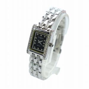 IZAX VALENTINO 腕時計 ウォッチ クォーツ ラインストーン ロゴ 黒文字盤 スクエア シルバー色 IVL-7000-8