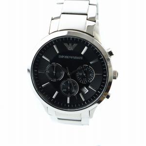 AR-2434 腕時計 ウォッチ クォーツ クロノグラフ デイト カレンダー付き 黒文字盤 ロゴ シルバー色 GY27