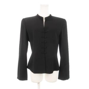 GIORGIO ARMANI スーツ セットアップ 上下 ジャケット パンツ マオカラー チャイナボタン ウール 42 L 黒 ブラック