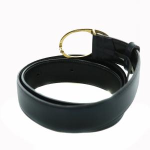 GUCCI ヴィンテージ ベルト レザー GGロゴ ゴールド金具 65/26 黒 ブラック ゴールド色