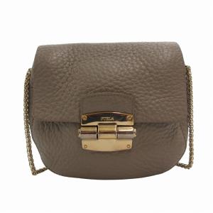 ショルダーバッグ クロスボディ レザー ロゴ ゴールド金具 チェーン グレージュ /FF GY27