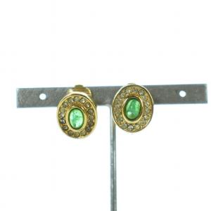 イヤリング アクセサリー 両耳用 クリップ式 ラウンド ラインストーン ゴールド色 GY27