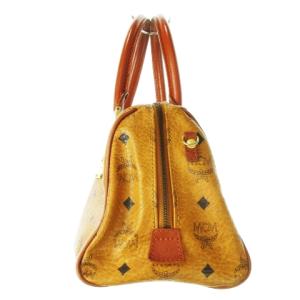 MCM ハンドバッグ ボストンバッグ ミニ PVC レザー ロゴ 総柄 茶 ブラウン