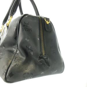 MCM ハンドバッグ ミニボストンバッグ ナイロン ビニール PVC ジャカード ロゴ プレート ゴールド金具