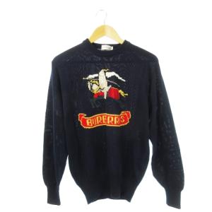 90's ヴィンテージ ニット インターシャ M ネイビー