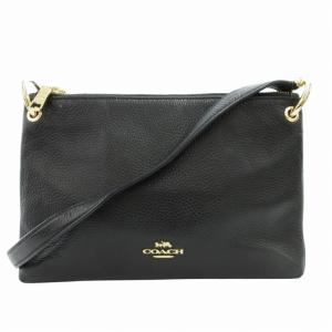 F76645 ショルダーバッグ 斜め掛け クロスボディ レザー シボ革 ロゴ 黒 ブラック