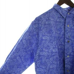Y's 初期タグ 長袖シャツ ステンカラー ロゴ 総柄 ペイズリー柄 紫 GY18 /MQ