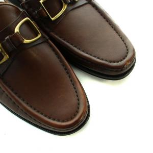 RALPH LAUREN ビジネスシューズ ローファー ロゴ レザー ゴールド金具 7.5 26cm 茶 ブラウン GY18