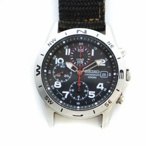 SEIKO クロノグラフ 100M 腕時計 ウォッチ クォーツ デイト ラウンド シルバー色 7T92-0DX0 GY18