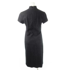 JIL SANDER ウールワンピース ひざ丈 ハイネック 半袖 縮絨 起毛 ストレッチ 36 S チャコール グレー /CK19