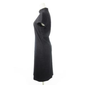 JIL SANDER ウールワンピース ひざ丈 ハイネック 半袖 縮絨 起毛 ストレッチ 36 S チャコール グレー /CK19