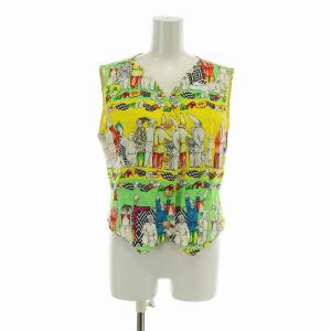 clown ベスト メデューサボタン 総柄 M グリーン イエロー