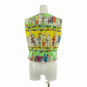 VERSACE JEANS COUTURE clown ベスト メデューサボタン 総柄 M グリーン イエロー