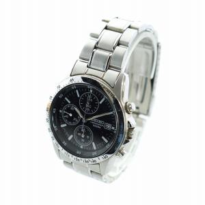 SEIKO 腕時計 ウォッチ クォーツ クロノグラフ デイト カレンダー付き ロゴ 黒文字盤 シルバー色 7T92-0DW0 GY18