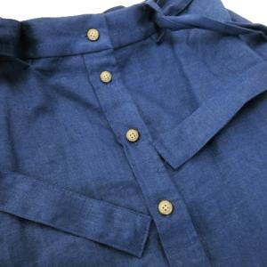 POLO RALPH LAUREN フレアスカート ロング リネン 麻 フロントボタン リボンベルト 6 M 青 ブルー