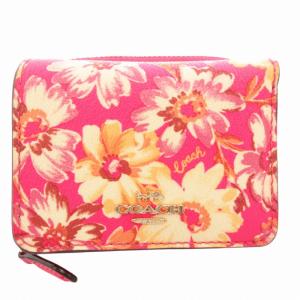 三つ折り財布 ウォレット ラウンドファスナー ロゴ PVC レザー ピンク ベージュ