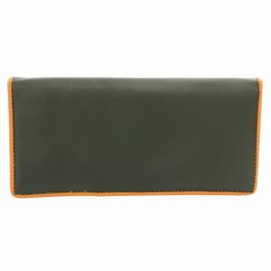 二つ折り長財布 ウォレット ロゴワッペン バチュークロス カーキ 茶