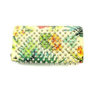 Christian Louboutin 長財布 ボタニカル柄 スタッズ マルチカラー