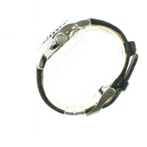 DIESEL 腕時計 ウォッチ クォーツ クロノグラフ 黒文字盤 ロゴ レザーベルト シルバー色 DZ-5126 GY18